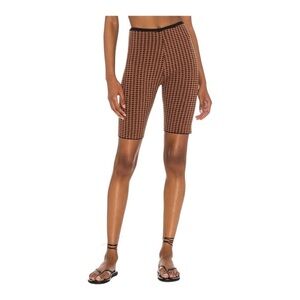 NEW Tropic of C Women’s Brown Bike Shorts Rumba Houndstooth Knit Bermuda